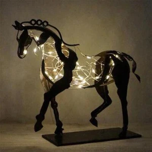 3D LED Lighting Metal Standing Horse Sculpture Statue Home Decoration Gift - Picture 1 of 13