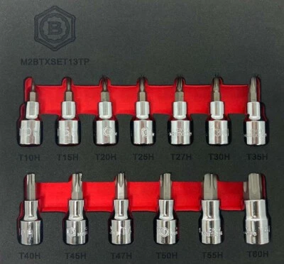 Tamperproof Torx Star Bit Socket Set 3/8" Drive Britool Hallmark - Image 1 of 3
