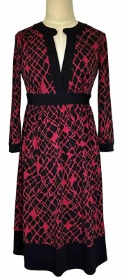 London Times Women’s 4 Dress Knee Length V Neck Red/Black - Image 1 of 4
