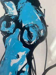 Anthony Eve Kemp Original Ink on Paper Blue Woman Framed under glass 11" x 6" - Picture 1 of 24
