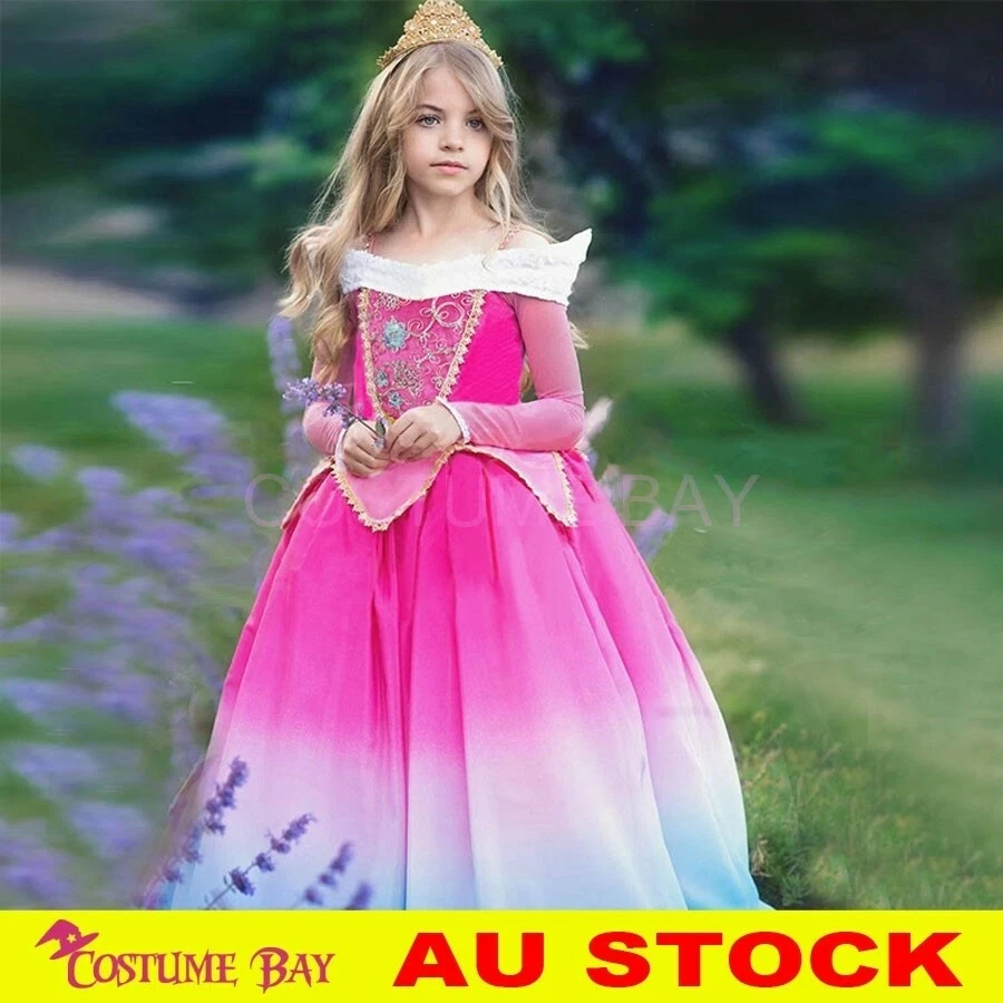 Deluxe Girls Sleeping Beauty Princess Aurora Fancy Dress Gown Cosplay Costume AU - Image 1 of 1