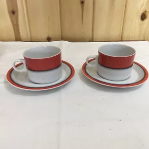 Studio Nova Terrace Twist Red Set of 2 Cup and Saucers L15 - Picture 1 of 7