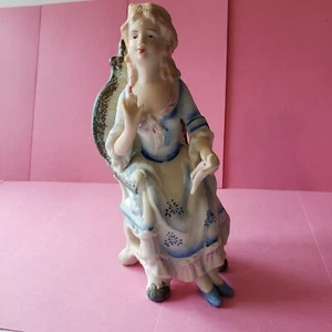 L & M Inc. Frau sitzende Figur Keramik Biskuit Kolonial Statue 6" T gebraucht - Bild 1 von 11
