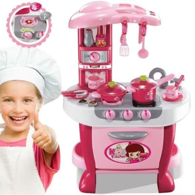 Cucina Per Bambine Giocattolo 31 Accessori Con Stoviglie Luci Suoni Altezza 70cm - Immagine 1 di 4