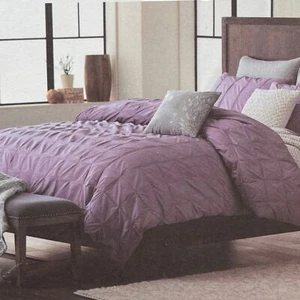 Sonoma Ensley Purple Lavender 3 Pc Box Pleat Cotton Duvet Set King Size Bed - Picture 1 of 3