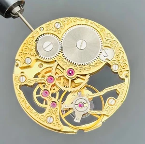 GENUINE ETA UNITAS 6498 MOVEMENT 17 JEWELS SKELETON GOLDEN SWISS MADE FROM STOCK - Picture 1 of 5