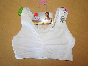 New - HANES Sport Pullover Sports Bra - 2 Pack #H370 - White -Sizes 34 to 48 - Picture 1 of 2