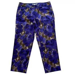 Boden Floral Bistro Blue Purple Multicolor Capri Pants Women’s Size 6P - Picture 1 of 13
