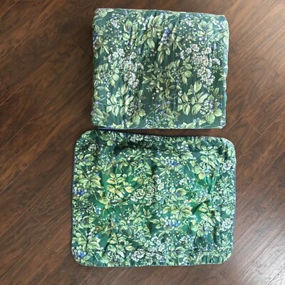 Vtg Laura Ashley Bramble Berry Green Floral TWIN Comforter Sham Reversible USA - Image 1 of 4