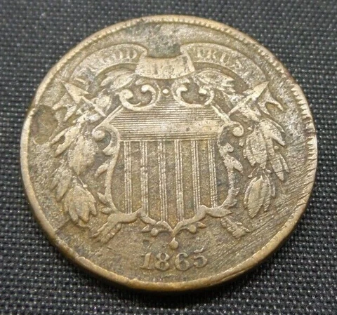 1865 Two 2 Cent Piece - Nice US Type Coin - B269 Cover