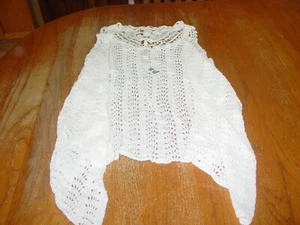 Girls Size 12 PS Aeropostale Crochet Ivory Sleeveless Shrug, Bolero NWT - Picture 1 of 1