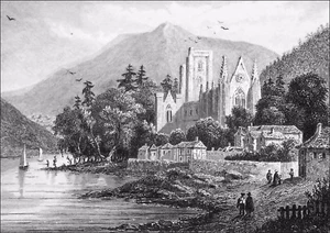 ESCOCIA - La CATEDRAL de Dunkeld y el TAY - Grabado del siglo XIX - Imagen 1 de 2