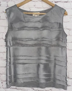 Anthropologie Red Bird Damen ärmellos Rüschen Bluse Top Größe S Farbe Silber - Bild 1 von 8