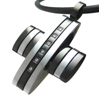 Herren Kreuz Anhänger Männer Edelstahl Lederhalsband silber schwarz CNC Strass - Bild 1 von 4