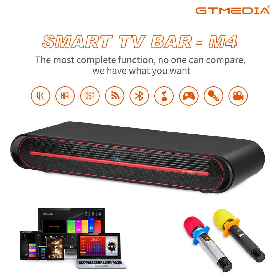 Wireless Sound Bar Home Theater Speaker Subwoofer Soundbar w/Remote+Microphone - Image 1 of 4