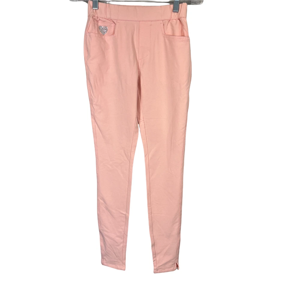 Quacker Factory Dream Jeannes Tall Pull-On Leggings with Pockets Pink XST Size  - Image 1 of 2