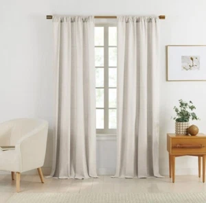 Gap Home Yarn Dyed Chambray Organic Cotton Window Curtain Pair Khaki.48x63in D1 - Picture 1 of 5