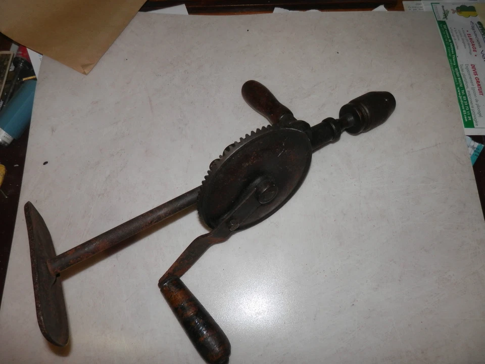 Ancienne chignole manuel art pop déco atelier vintage french antique 40 cm de lo - Photo 1/1