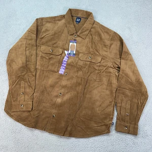 Gap Shirt Mens 2XL XXL Brown Button Up Corduroy Heavy Cotton NEW - Picture 1 of 8