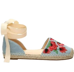 Jessica Simpson Fippo Strappy Denim Flats Womens Shoes Size 6 - Picture 1 of 9