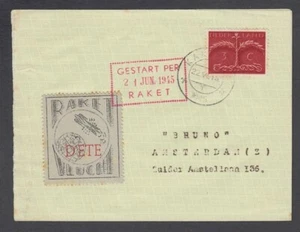 NETHERLANDS 1945 ROCKET FLIGHT LABEL COVER (ID:QW012) - Picture 1 of 1