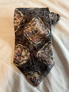 Boston Traders Purple/Teal/Brown/Green/White Floral Tie Necktie 57"x3.75" - Picture 1 of 7