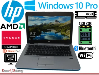 HP Elitebook 725 G3 laptop AMD A12-8800B R7, 8GB RAM 128GB SSD Windows 10 Pro - Image 1 of 4