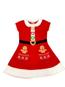 CCC Margaux & Lexi Girls Red Holiday Dress Gingerbread Appliqués Heart Buttons L - Picture 1 of 8