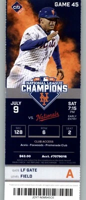 Washington Nationals vs New York Mets 7/9/2016 Full Ticket - Daniel Murphy HR - Imagem 1 de 2