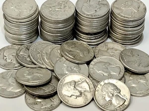 (1) Cuarto de plata Washington 90 % fecha aleatoria circulada (1961-1964) en estado bastante bueno sin circular - Imagen 1 de 10