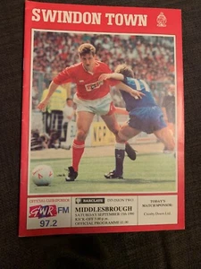 1990 Swindon Town V Middlesbrough Football Programme - Picture 1 of 2