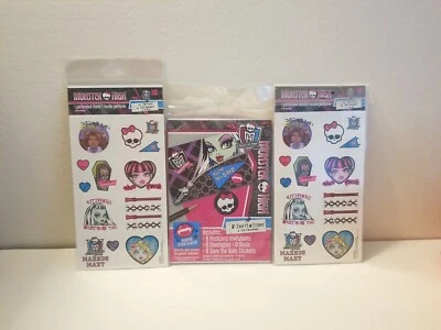 Monster High 8 Party Invitations 8 Envelopes 8 Stickers 8 Seals & 32 Tattoos Set - Image 1 of 4