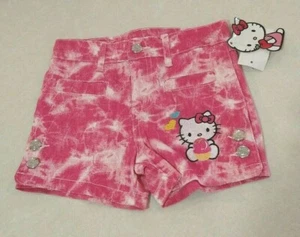 HELLO KITTY PINK TIE DYE GIRLS SHORTS SIZE 5 NEW pockets New Tag Cat Kitten NEW - Picture 1 of 9