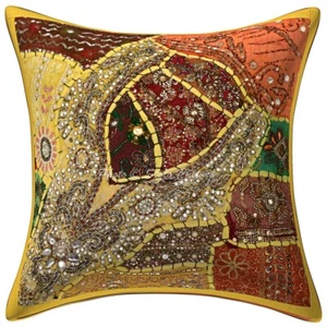 Art Decor Handmade Floor Cushion Beaded Bohemian Hippie Gypsy Pillow Meditation - Picture 1 of 5