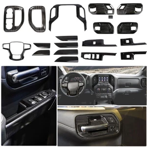20x Front Center Console Black Wood Interior Trim Kit For Chevy Silverado 19-21 - Picture 1 of 21