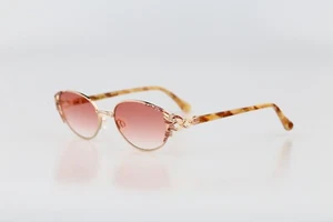 Diva 5070 32, Vintage 90s tinted pink lenses gold & pink cat eye sunglasses NOS - Picture 1 of 10