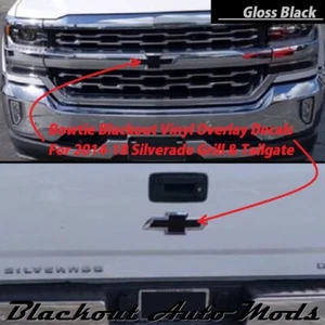 Gloss Black Vinyl BowTie Grill and Tailgate Emblem Overlay 2014-2018 Silverado - Picture 1 of 3