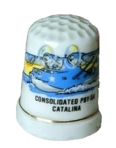 Bone China konsolidiert PBY-5A Catalina Flugzeug Werbe Fingerhut, 1 1/8"h. - Bild 1 von 5