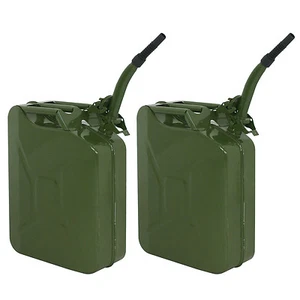 5Gallon 20L 2PCS Jerry Can Metal Steel Tank Military Style Storage Gas Can Green - Picture 1 of 11