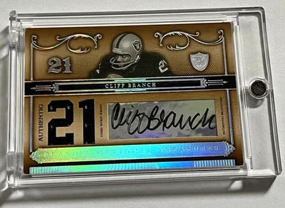 2006 Playoff National Treasures Jersey Number Auto Cliff Branch Raiders 2/21 HOF - Image 1 of 3