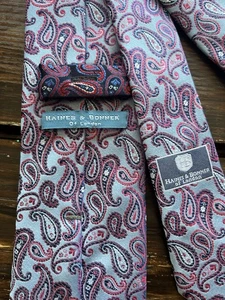 Haines Bonner Of London Men’s Neck Tie Paisley Blue Pink - Picture 1 of 4