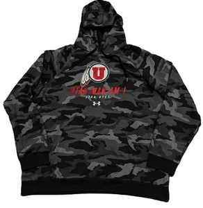 Utah Utes Hoodie Sweatshirt Mens 2XL Gray Black Camo NCAA Football Utah Man Am I - Bild 1 von 11