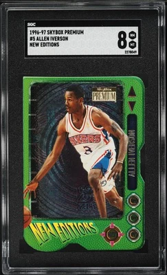 1996 Skybox Premium New Edition #5 Allen Iverson RC Rookie SGC 8 HOF - Image 1 of 2