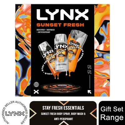 Lynx Sunset Fresh Trio Men's Grooming Gift Set Body Spray, Body Wash & Deodorant