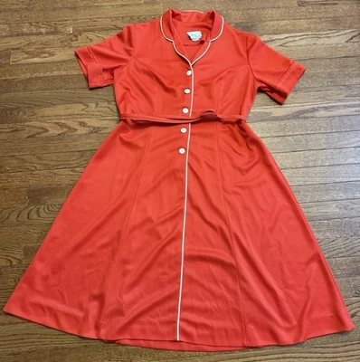 Vintage “Better Half” Plus Size Red Dress Belted Size 22 1/2 Union Made Pin Up - Image 1 of 4