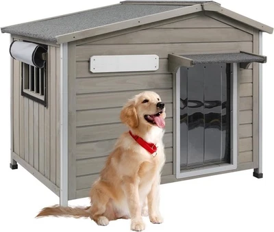PETSCOSSET 40"L Outdoor Dog House Weatherproof Large Wooden Dog Kennel - Image 1 of 4