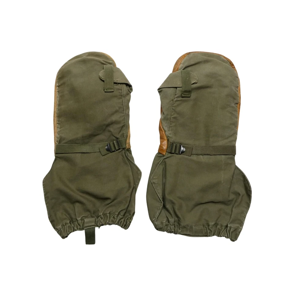 Mitones militares vintage para hombre XL cuero oliva forro de lana de palma clima frío Foto 1 de 4