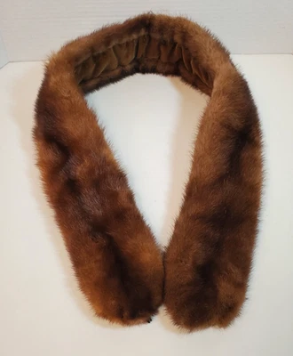 Vintage  Mink Fur Collar Scarf  40" Long Brown Cinnamon Whiskey - Image 1 of 4