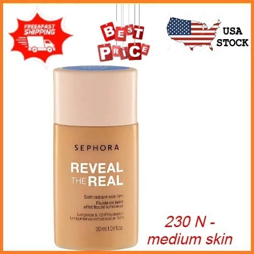 Sephora Reveal The Real Skin Tint 230N Médio Neutro 1,01 oz 12 horas Radiante Novo - Imagem 1 de 4