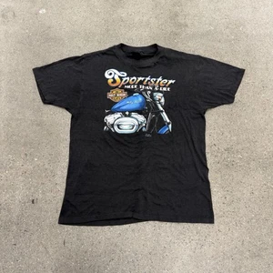 Vintage 80s 3-D Emblem Harley Davidson Men's T-shirt - Picture 1 of 8